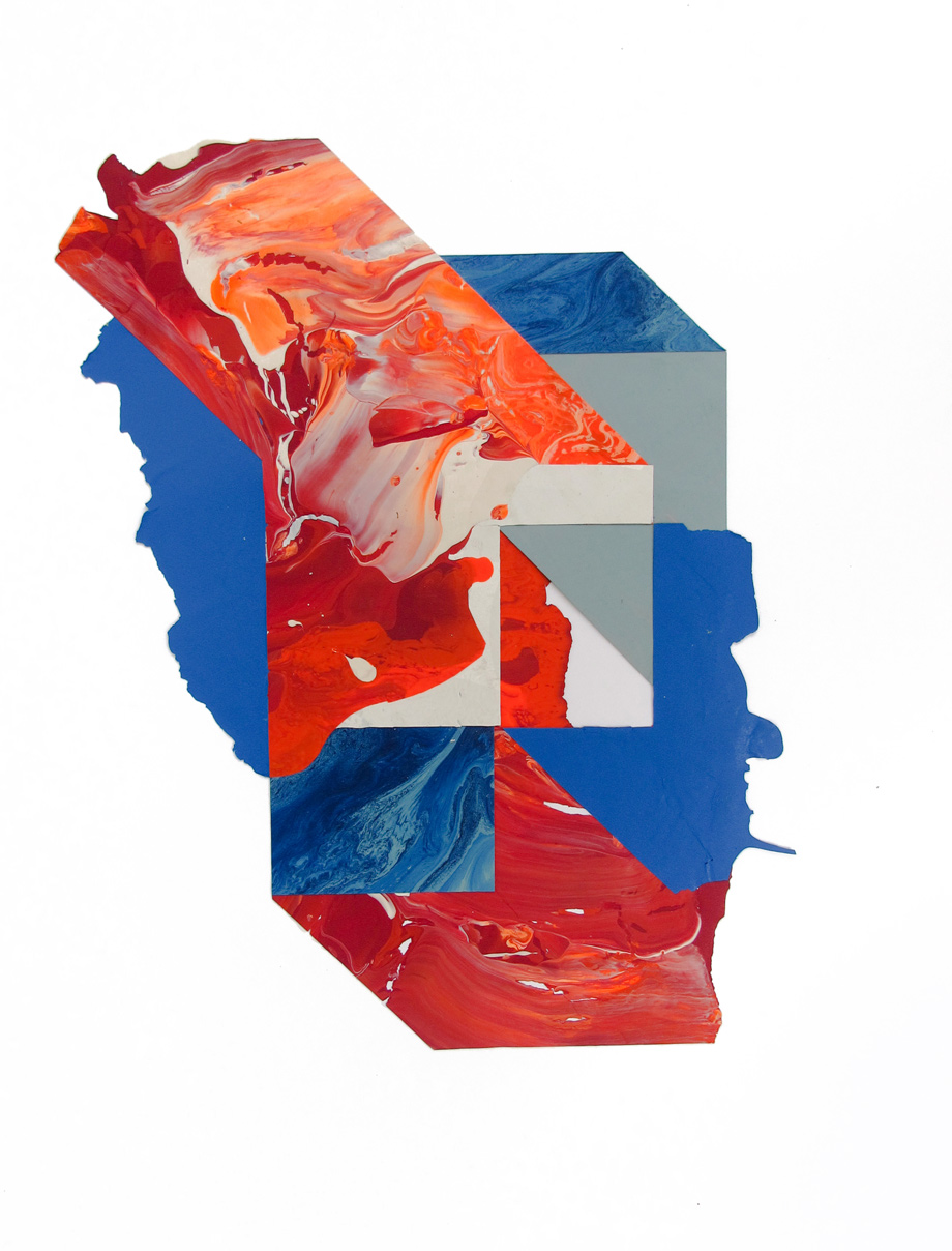 “Sintético #03”. 38 x 29cm. Collage pintura acrílica, 2018. Enmarcado 49 x 42cm