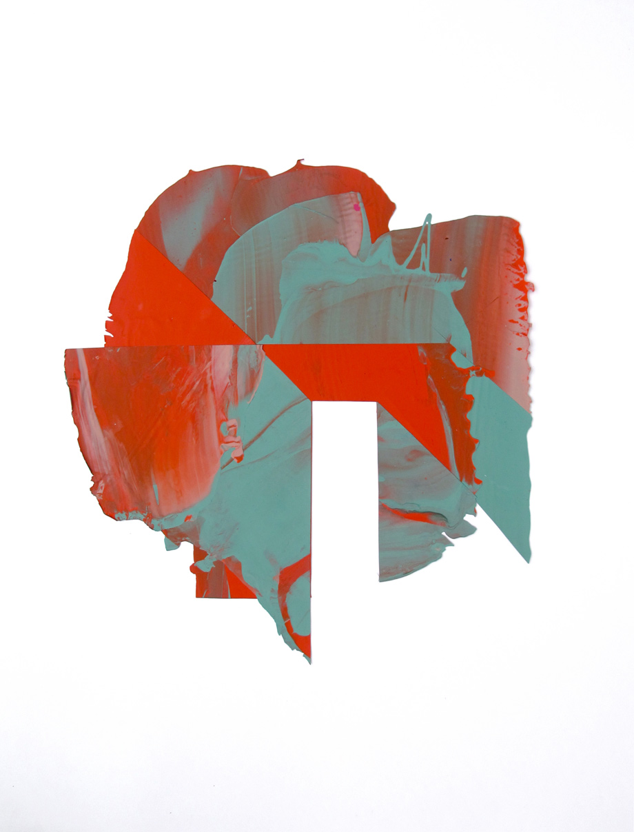 “Sintético #06”. 31 x 30cm. collage de pintura acrílica, enmarcado 49 x 49cm, 2018
