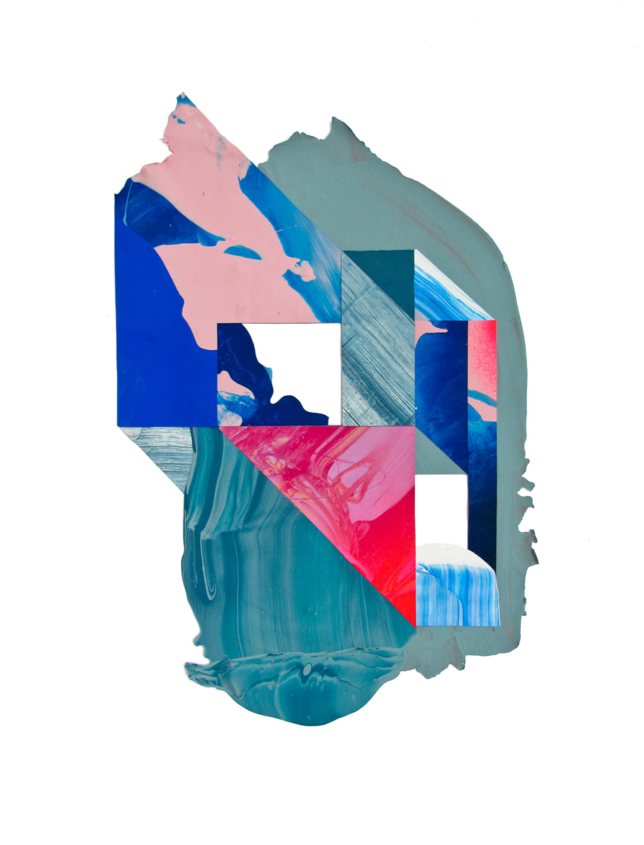 “Sintético #4”. 39 x 26cm. Collage pintura acrílica, 2018. Enmarcado 49 x 37cm