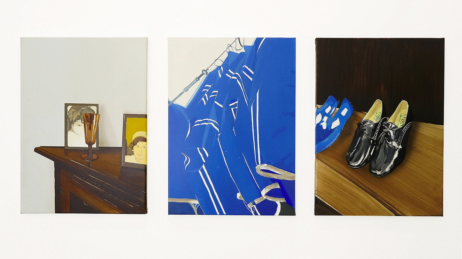 “Cuadro vega”, “Toldo”, “Zapatos” Oleo sobre lino | 70 x 50 cm | 2025
