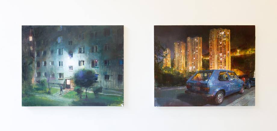 SEBAS VELASCO. «Tanocdoinnych» y «Plavakuverta0a». Óleo sobre madera 80x100cm. 2017.