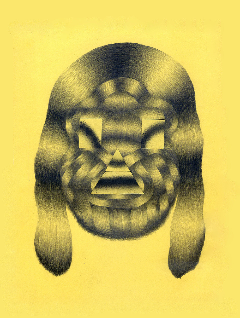 GRIP FACE. «Máscara de una cuarentena #01».Lápiz & aerógrafo sobre papel de color. 18,5 x 24,5 cm