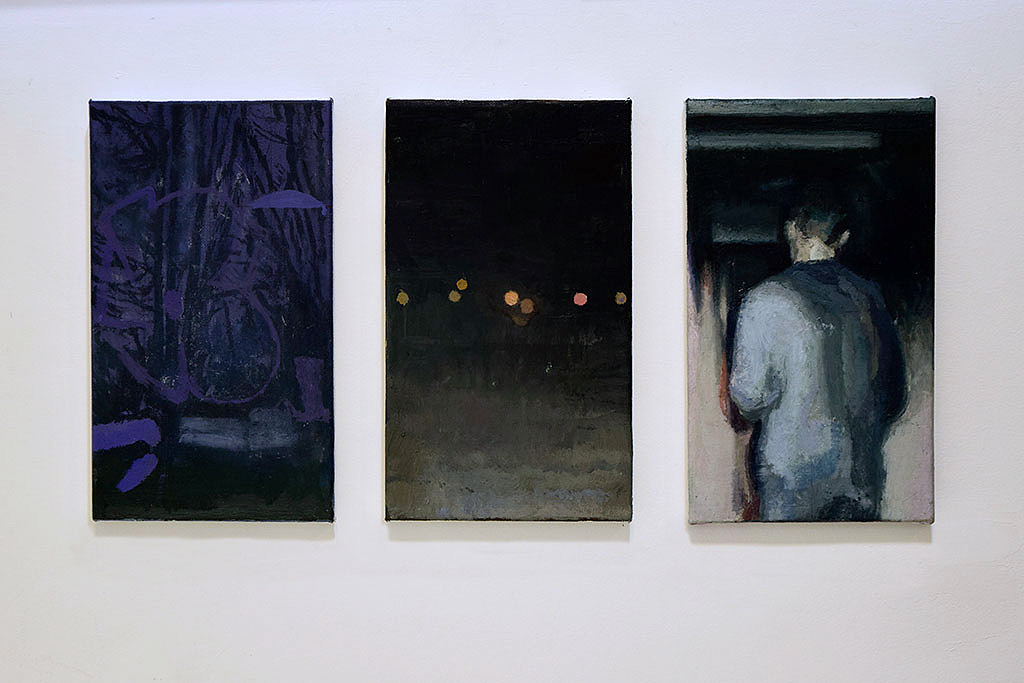 Jose Carlos Naranjo “Tres lugares desconocidos (I,II,II)” 2024, Óleo sobre lienzo, 27 (alto) x 16 (ancho) cm x 3 Jose Carlos Naranjo “Tres lugares desconocidos (I,II,II)” 2024, Óleo sobre lienzo, 27 (alto) x 16 (ancho) cm x 3