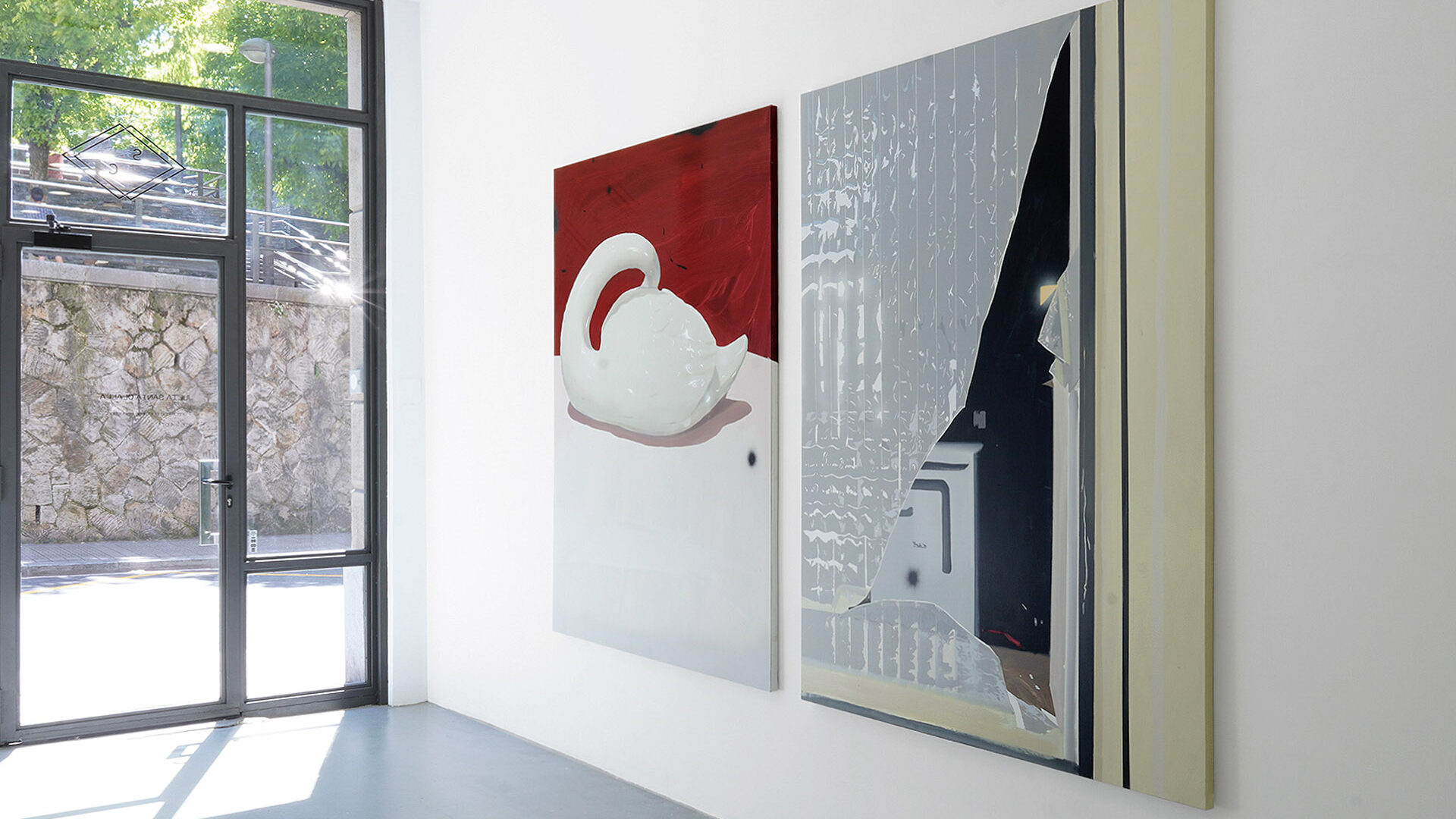 Díptico “Cisne” & “Vidrio” mixta sobre lino / 390 x 146 cm / 2025